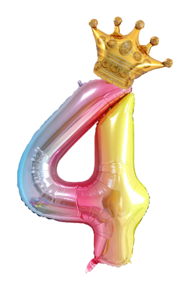 Palloncino n.4 Arcobaleno 100 cm corona in oro 30 cm