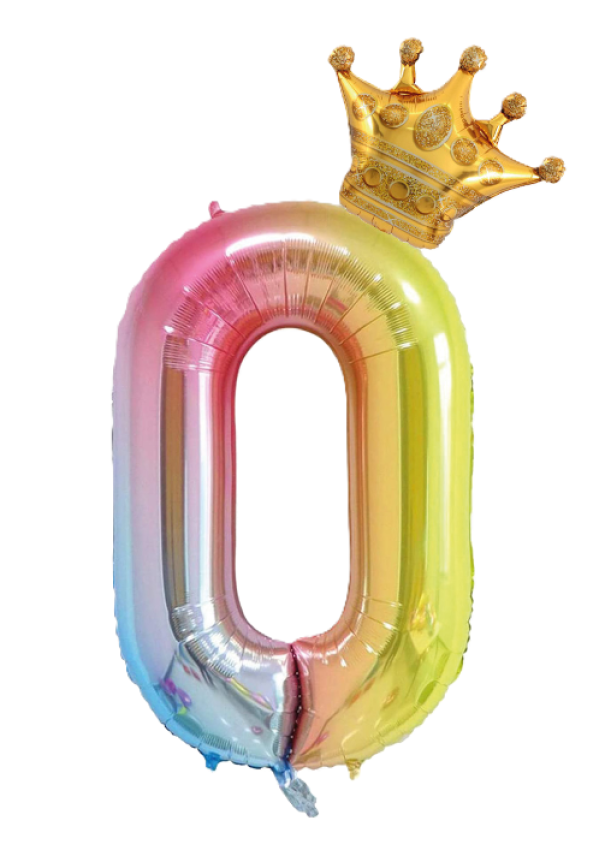 Palloncino n.0 Arcobaleno 100 cm corona in oro 30 cm