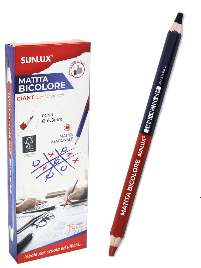 Matita bicolore Giant Sunlux 6.3mm confezione da 12