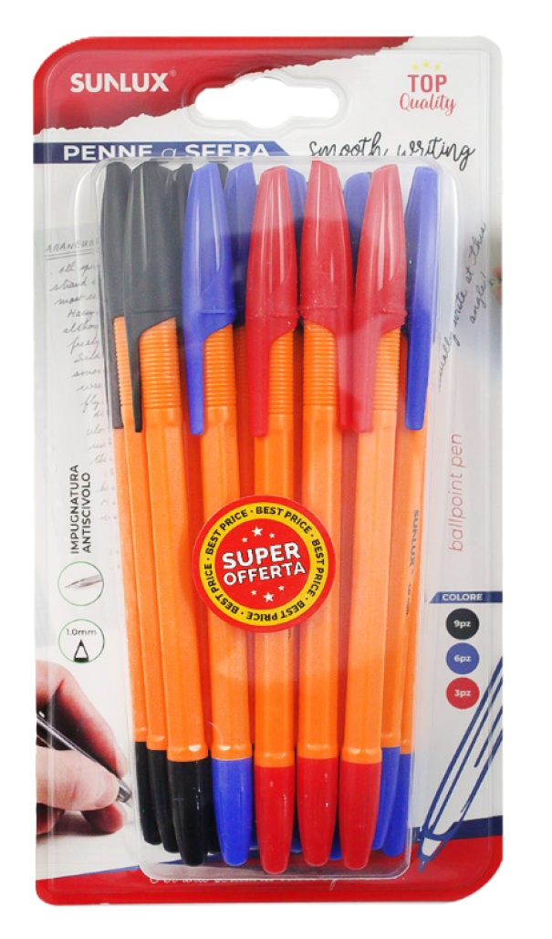 Penna a sfera Sunlux 3 colori confezione da 18