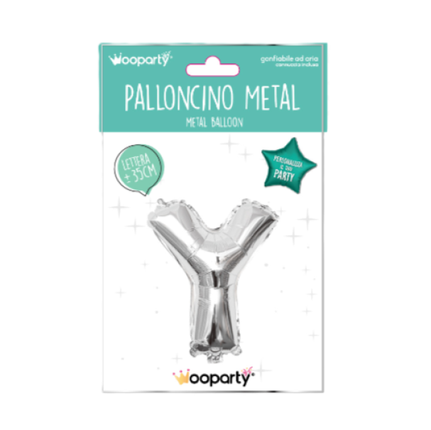 Palloncino lettera Y argento metal 35cm