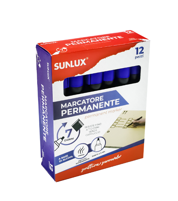 Marcatore Permanente blu p. tonda confezione da 12