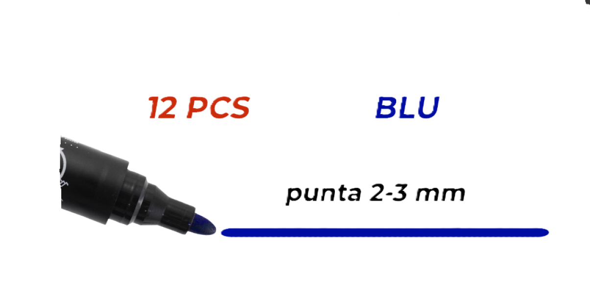 Marcatore Permanente blu p. tonda confezione da 12