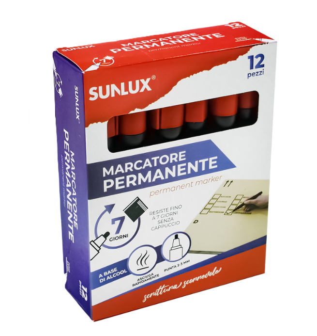 Marcatore Permanente rosso p. tonda confezione da 12