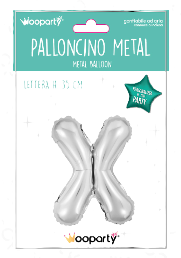Palloncino lettera X argento metal 35cm