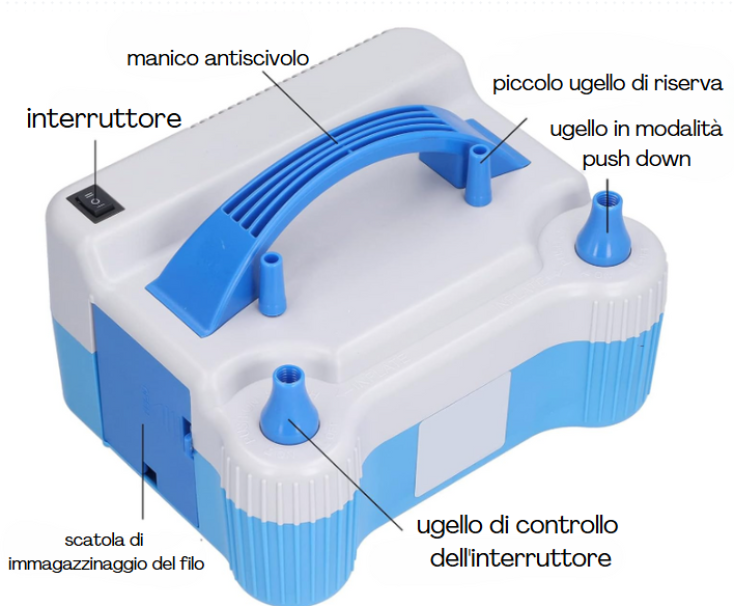 Pompa elettrica per palloncini da 700W con doppio ugello