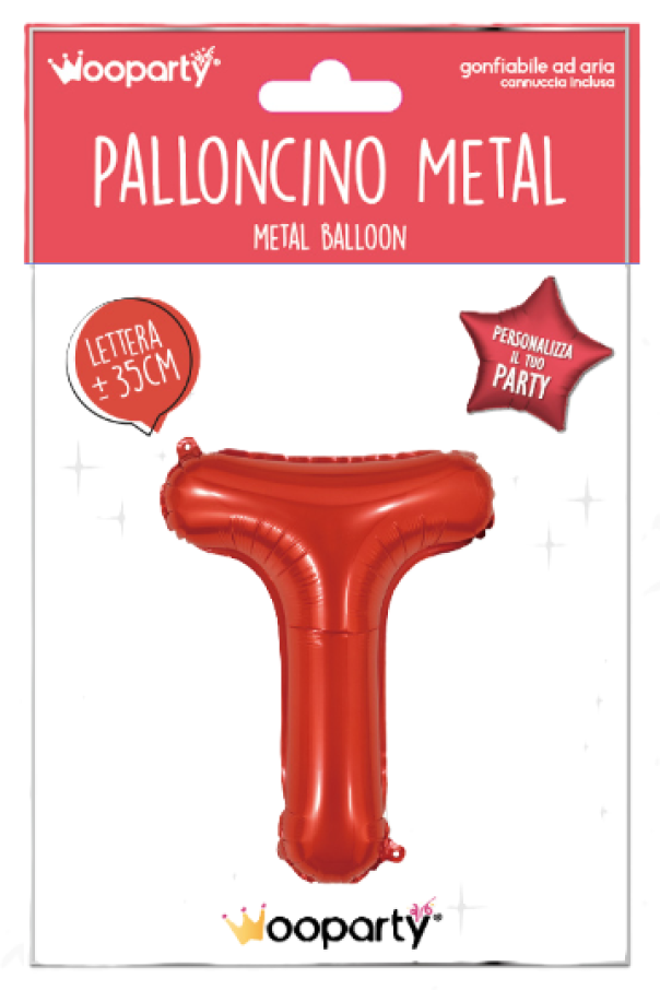 palloncino-lettera-T-rosso-metal-35cm-02 Palloncino lettera T rosso metal 35cm