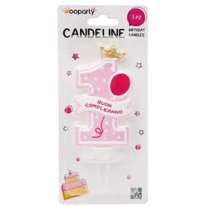 Candelina 1 buon compleanno girl 15cm