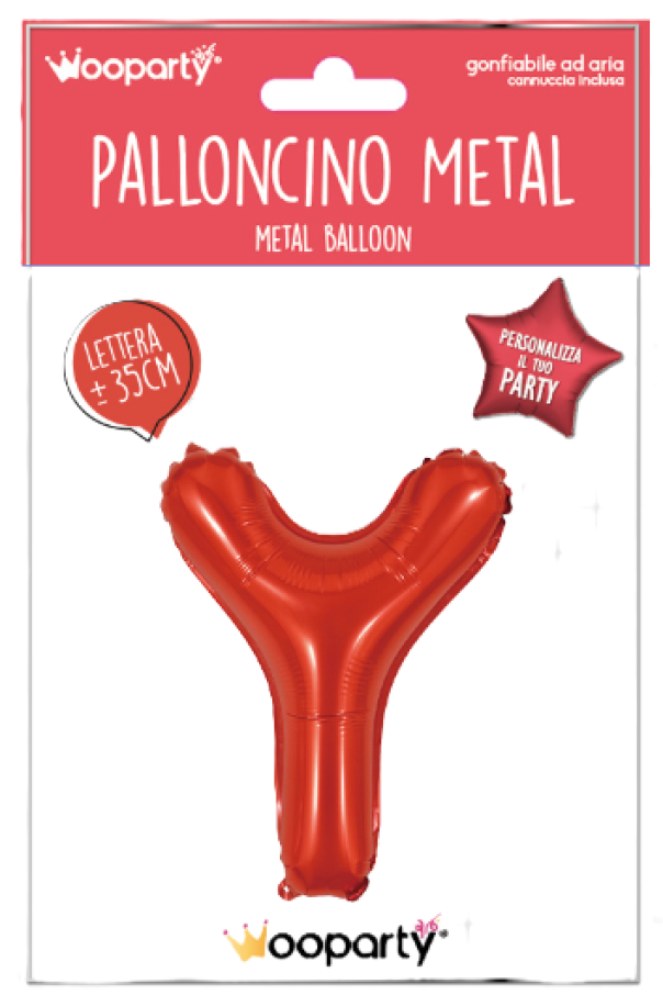 Palloncino lettera Y rosso metal 35cm