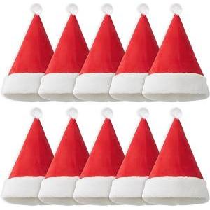 Cappello babbo natale 30x38 cm – set 10 pezzi in tessuto rosso con bordo bianco per feste e eventi natalizi