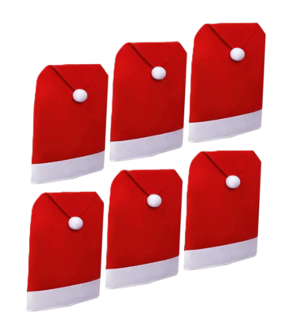 ufeffCopri Schienale Natalizio a Forma di Cappello Babbo Natale u2013 6 Pezzi 50x55 cm