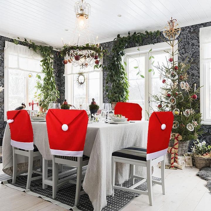 ufeffCopri Schienale Natalizio a Forma di Cappello Babbo Natale u2013 6 Pezzi 50x55 cm