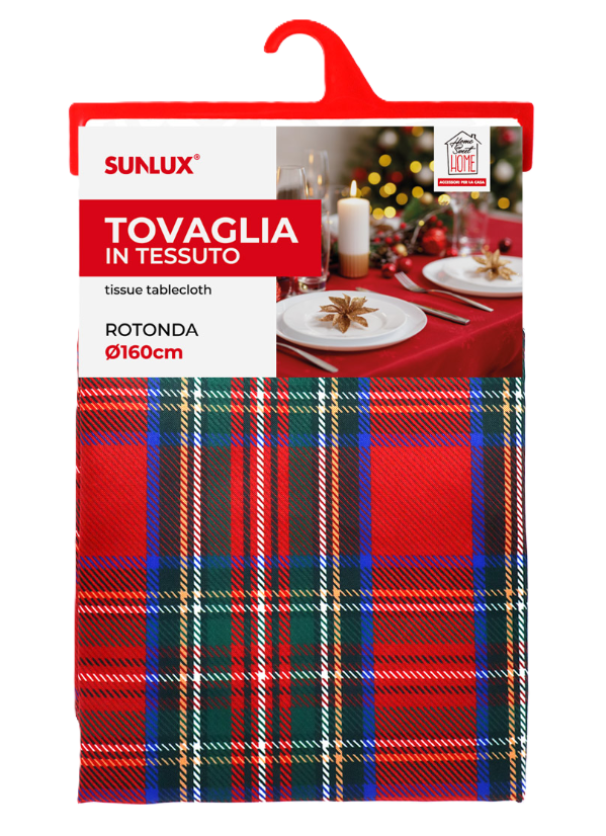 Tovaglia di Natale rotonda in tessuto con bordo ondulato d. 160cm