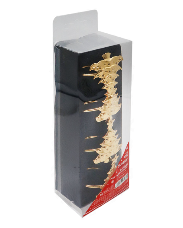 Anelli portatovaglioli di Natale abete oro 4cm conf. 4 pezzi