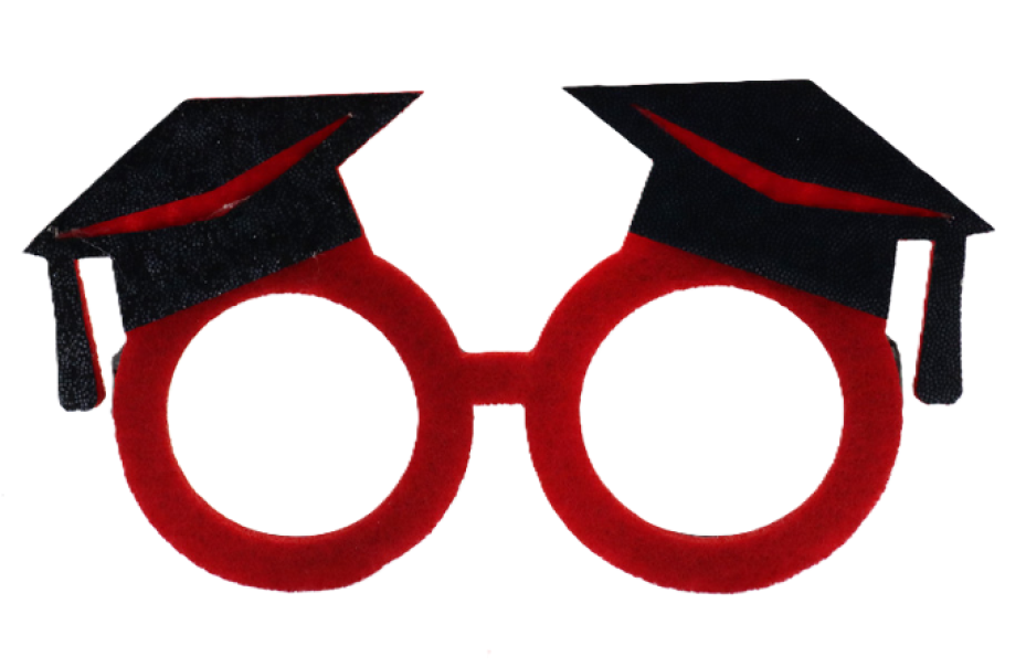 Occhiali Laurea Rossi, 16 cm, Con Cappello da Laureato, Perfetti per Foto e Party a Tema