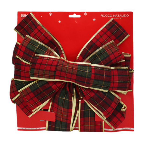 Fiocco di Natale Tartan 135x34 cm u2013 Decorazione Natalizia Classica Scozzese, Ideale per Porte, Alberi, Ghirlande e Pacchi Regalo