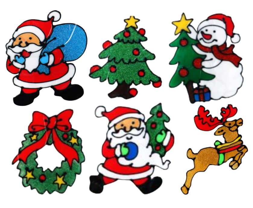 Vetrofanie Natalizie assortite 20x20cm confezione da 12 pezzi