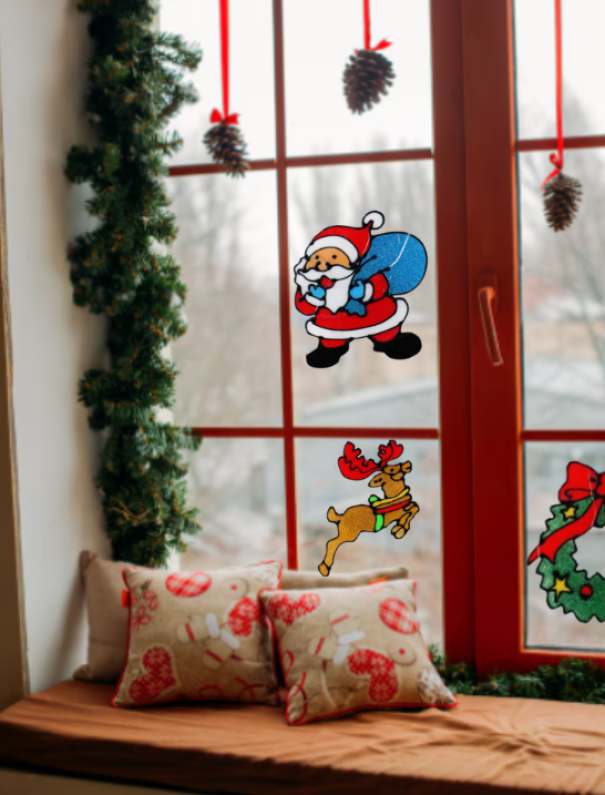 Vetrofanie Natalizie assortite 20x20cm confezione da 12 pezzi