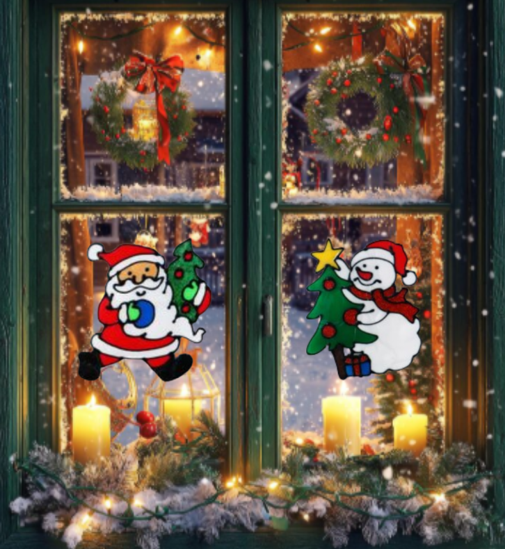 Vetrofanie Natalizie assortite 20x20cm confezione da 12 pezzi