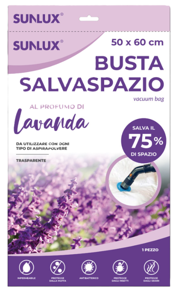 Busta salvaspazio trasp. lavanda 50x60cm
