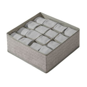 Organizer cassetto portatutto per intimo con 16 scomparti – scatola salvaspazio in tessuto pieghevole, 32x32x12 cm, ideale per mutande, reggiseni, calze e accessori