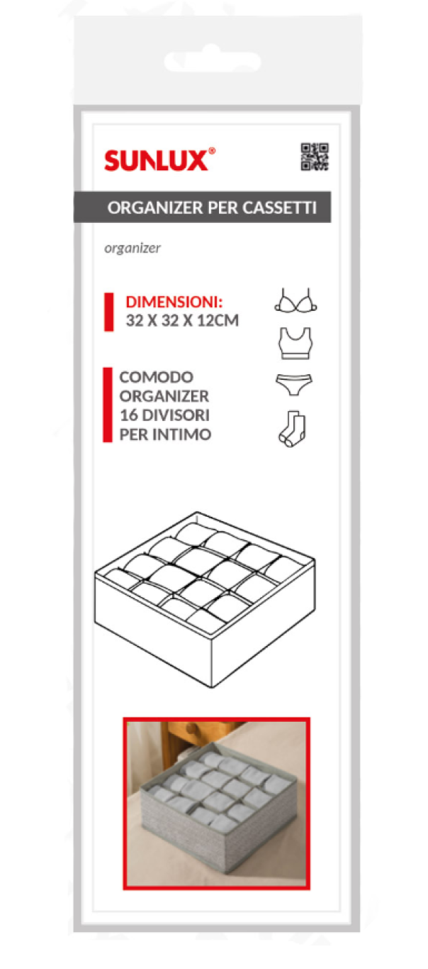 Organizer Cassetto Portatutto per Intimo con 16 Scomparti