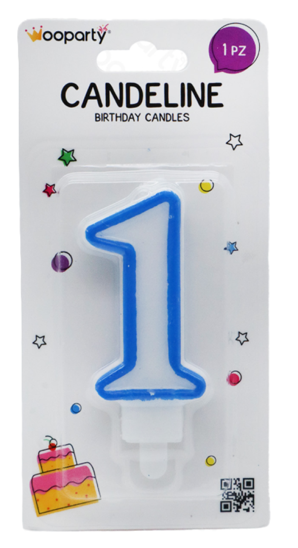 Candelina n.1 azzurro 8.5cm