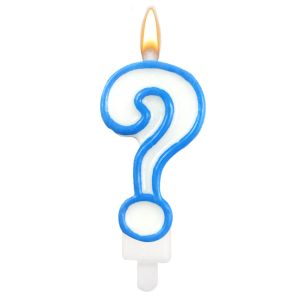 Candelina punto interrogativo azzurro 8.5cm