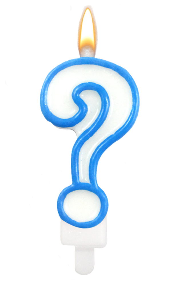 Candelina punto interrogativo azzurro 8.5cm