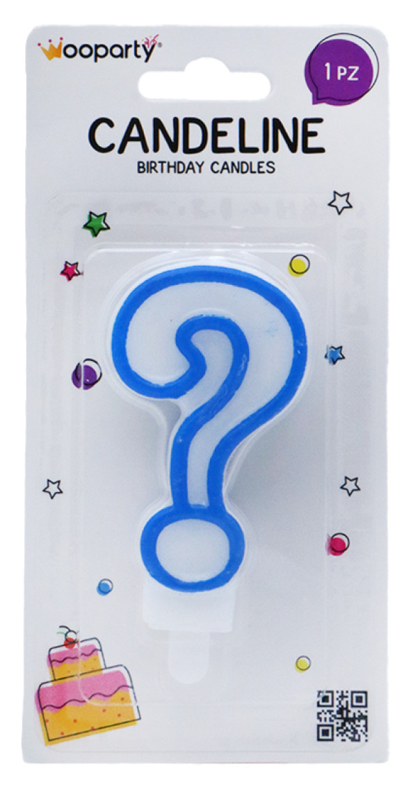 Candelina punto interrogativo azzurro 8.5cm