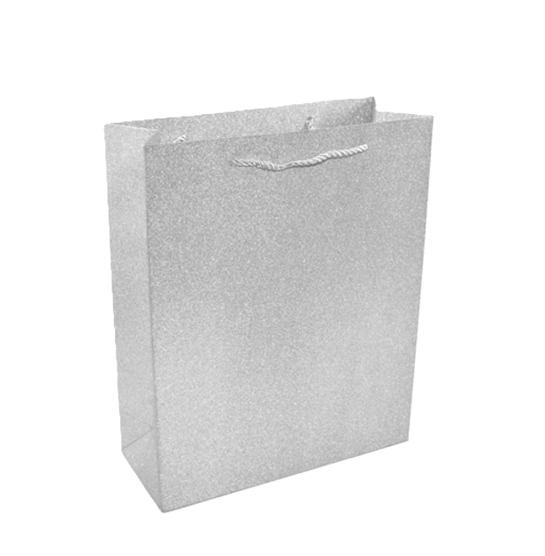 Busta regalo argento glitter 12pz. 14x17x7cm tg.xs