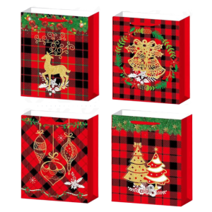 Buste regalo natalizie assortite 12 pz xs – sacchetti decorativi 11x13.5x6.5 cm per regali di natale