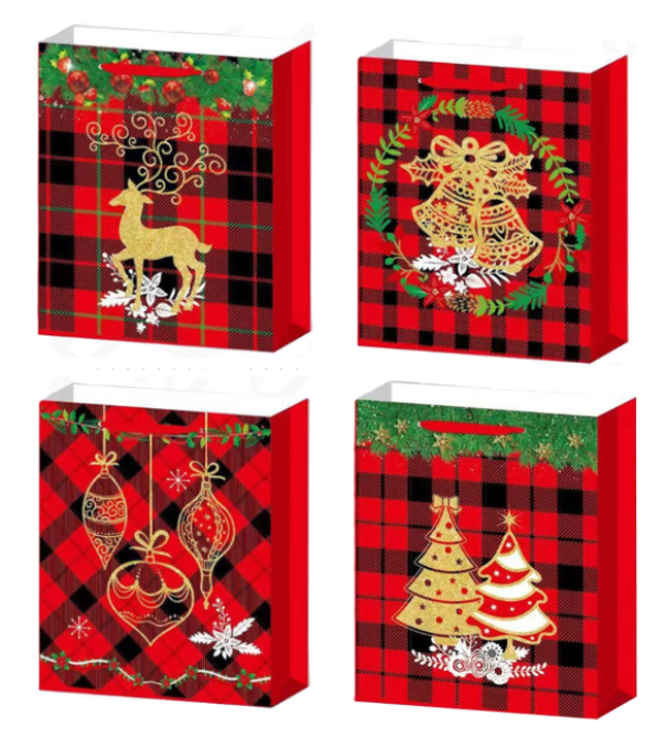 Buste Regalo Natalizie Assortite 12 Pz XS u2013 Sacchetti Decorativi 11x13.5x6.5 cm per Regali di Natale