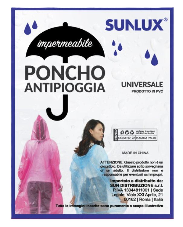 Impermeabile trasparente 4 pz in pvc