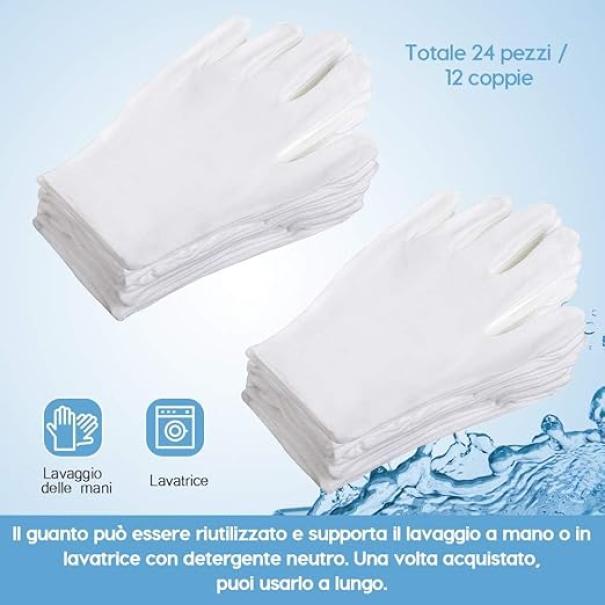 Guanti in cotone bianco taglia M confezione da 12 paia