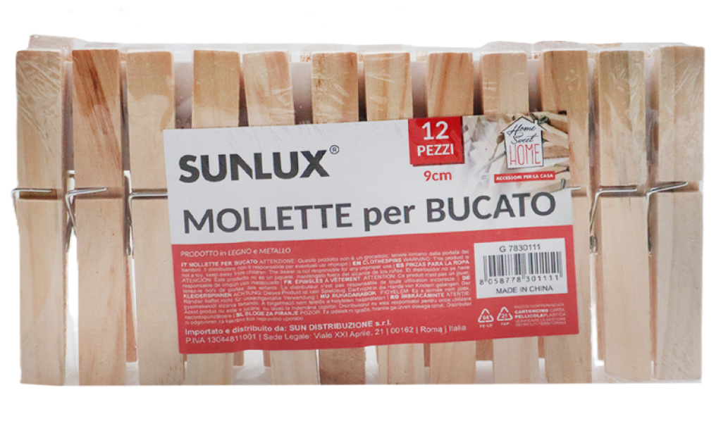 Mollette in legno 12 pz