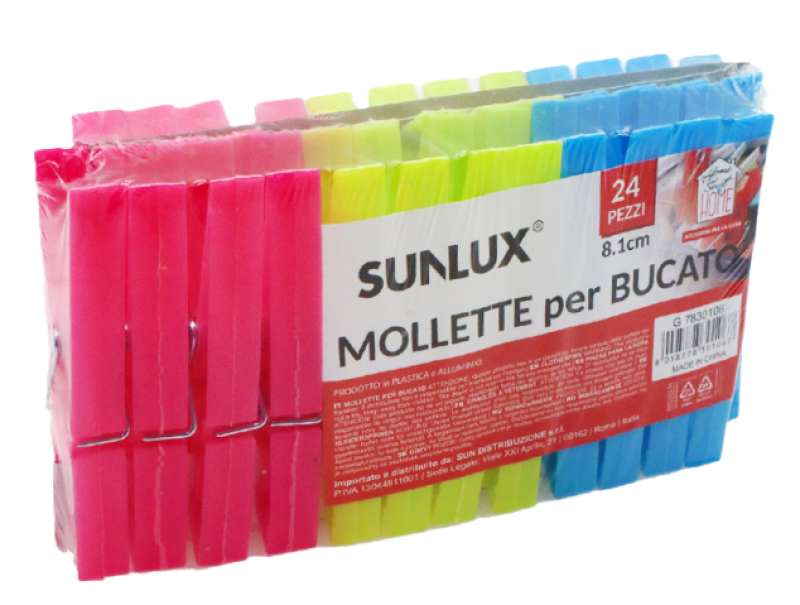 Mollette per Bucato in Plastica u2013 Set da 24 Pezzi Multicolore u2013 Per Interno ed Esterno