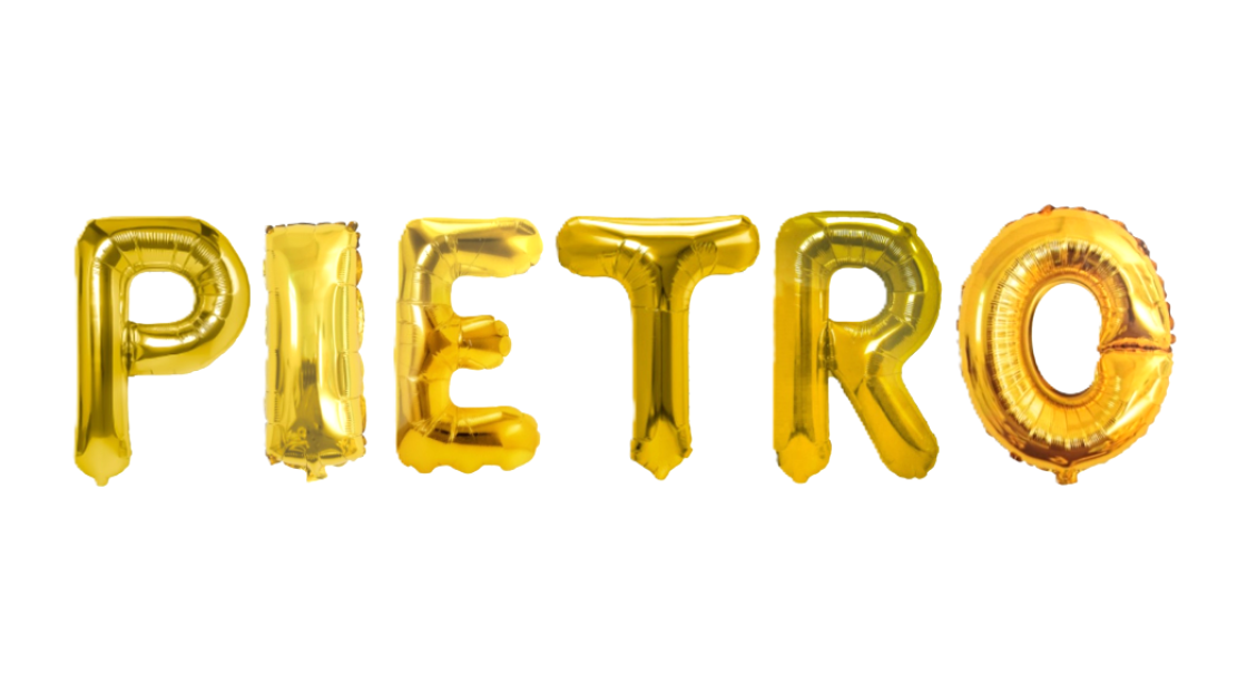 Palloncini nome Pietro, kit scritto con lettere Oro altezza 35cm