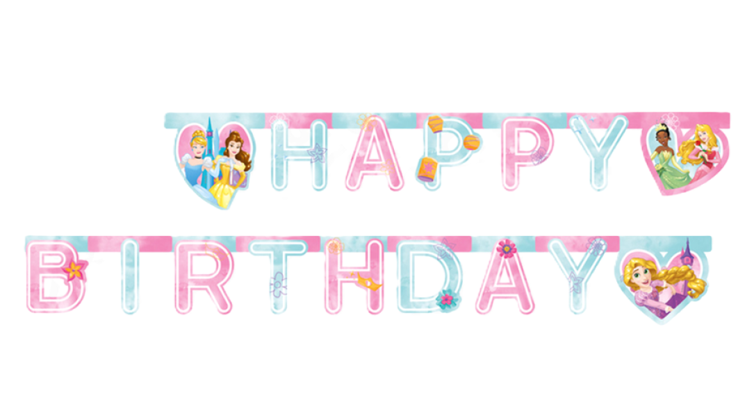 Festone in carta Happy Birthday Princess 11cm x 2 mt