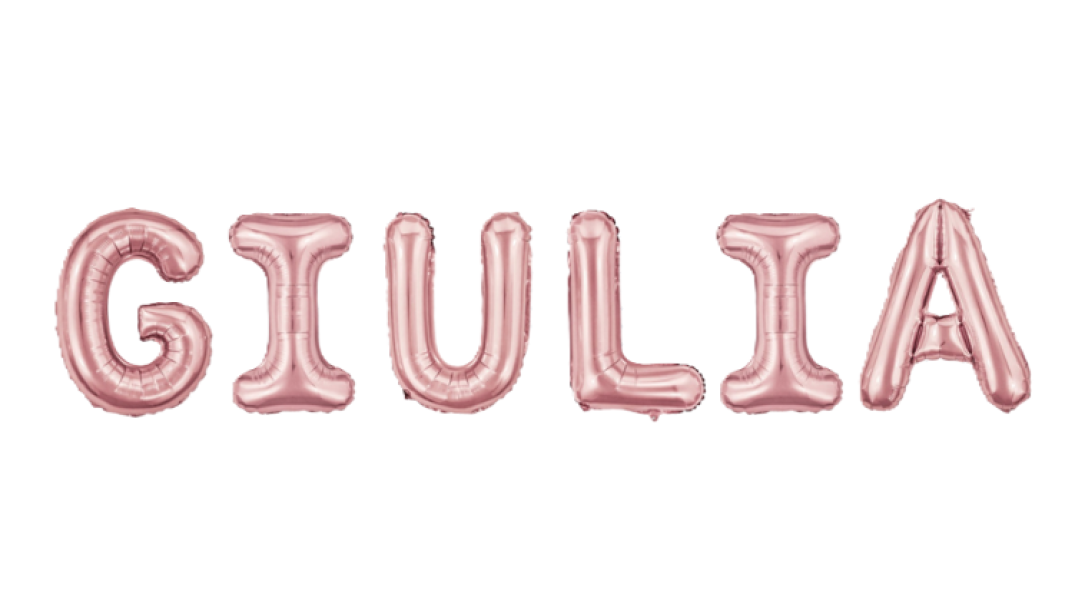 Palloncini nome Giulia, kit scritto con lettere Rosa altezza 35cm