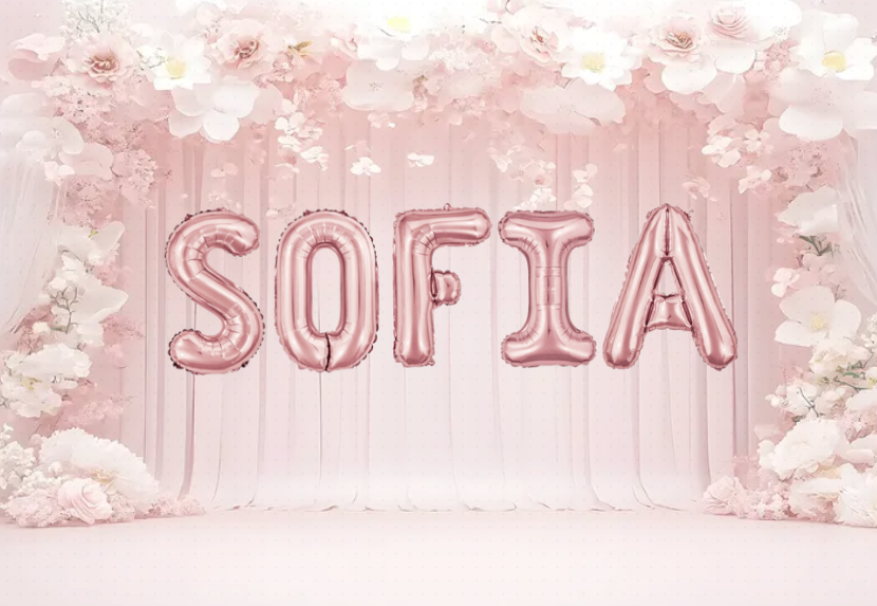 wooparty palloncini nome sofia, kit scritto con lettere rosa altezza 35cm - foto 2