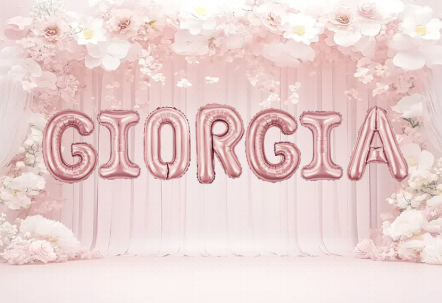 Palloncini nome Giorgia, kit scritto con lettere Rosa altezza 35cm