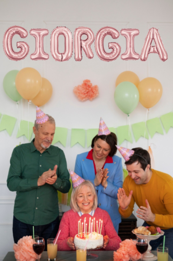 Palloncini nome Giorgia, kit scritto con lettere Rosa altezza 35cm