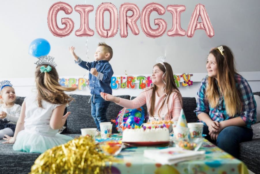 Palloncini nome Giorgia, kit scritto con lettere Rosa altezza 35cm