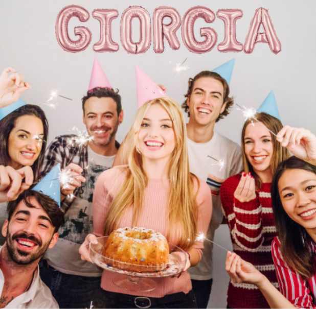 Palloncini nome Giorgia, kit scritto con lettere Rosa altezza 35cm