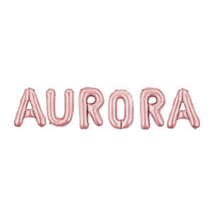 Palloncini nome aurora, kit scritto con lettere rosa altezza 35cm