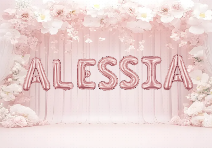 Palloncini nome Alessia, kit scritto con lettere Rosa altezza 35cm