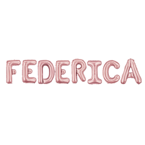 Palloncini nome federica, kit scritto con lettere rosa altezza 35cm