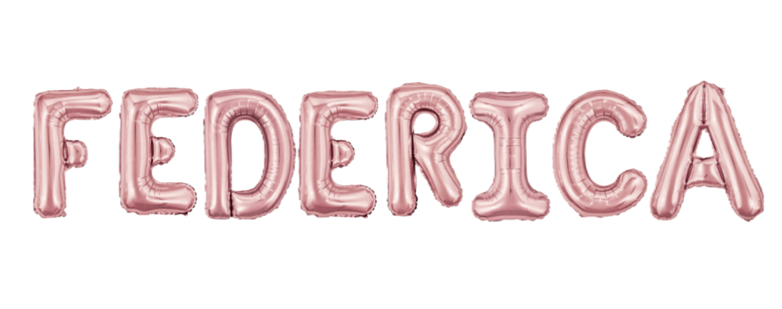 Palloncini nome Federica, kit scritto con lettere Rosa altezza 35cm