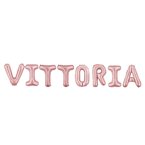 Palloncini nome vittoria, kit scritto con lettere rosa altezza 35cm
